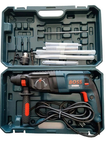 BOSS 800W Rotary Hammer Drill – 26mm SDS-Plus | 3 Modes (Drill, Hammer, Chisel) | 360° Auxiliary Handle | Concrete & Masonry Power Tool with Carrying Case