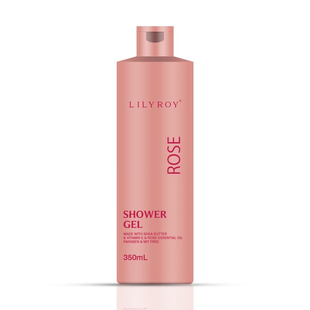 Rose Shower Gel – With Shea Butter, Vitamin E & Rose Essential Oil | Paraben & MIT Free | LILY ROY (409.2g)