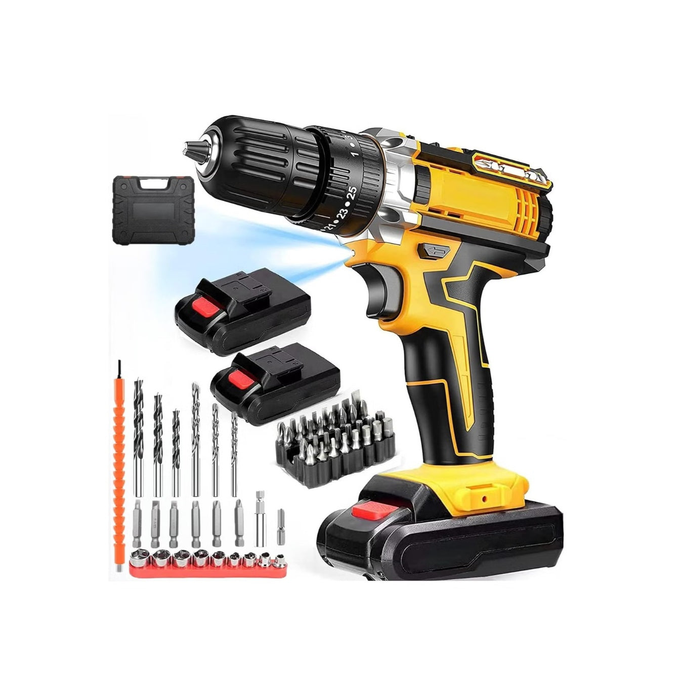 BOSS 36V Cordless Electric Drill with 2 x 2.0Ah Batteries – 42Nm Torque, 25+1 Settings, 2-Speed Power Driver with LED Light