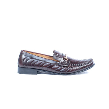 Nalain Trading Men’s Premium Brown Genuine Leather Loafers – Slip-On Dress Shoes with Gold Buckle Detailing