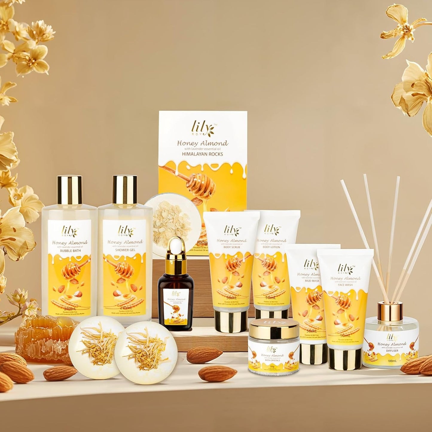 LILY ROY Spa Gift Baskets Set – 18-Piece Bath & Body Gift Set for Women & Men