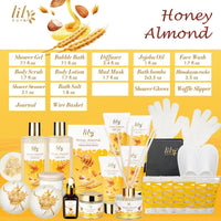 LILY ROY Spa Gift Baskets Set – 18-Piece Bath & Body Gift Set for Women & Men