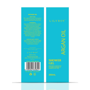 Argan Oil Shower Gel – With Shea Butter, Vitamin E & Argan Oil | Paraben & MIT Free | LILY ROY (409.2g)