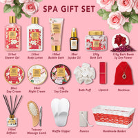GIRRL 20Pcs Spa Gift Set for Women – Rose & Cherry Blossom Scent