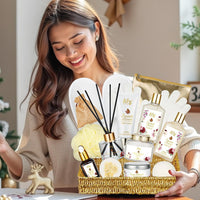 LILY ROY Coconut Vanilla Bath Gift Set – 17 PCS Spa Basket for Women