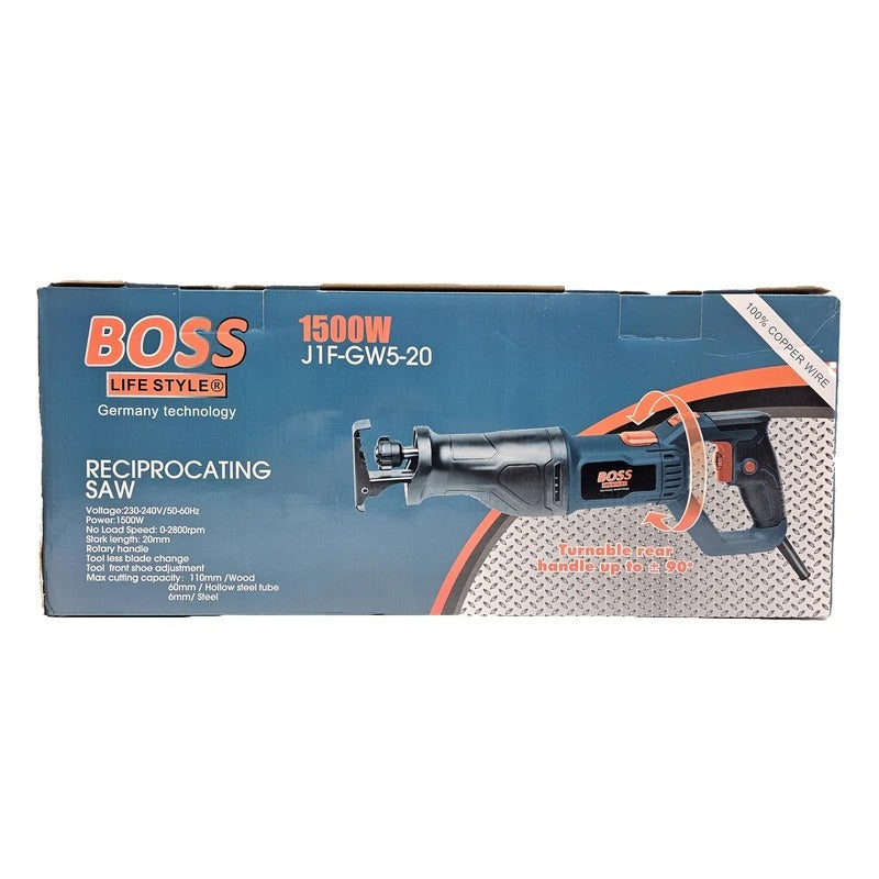 BOSS Horizontal Reciprocating Saw – Electric Power Tool with Variable Speed | Ideal for Wood, MDF, Plastic & Metal Cutting | 2.2kg