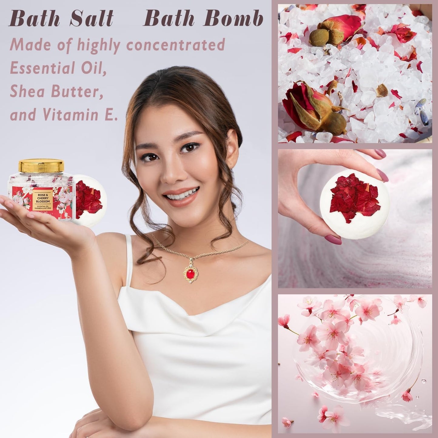GIRRL 20Pcs Spa Gift Set for Women – Rose & Cherry Blossom Scent